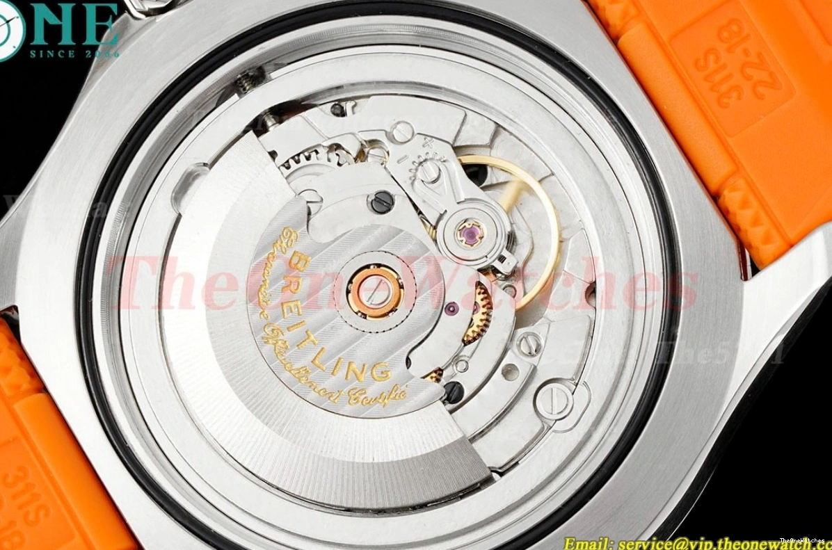 Rubber Colorful Orange A2824 Dial on TF SS RU Superocean 42mm Strap 0324